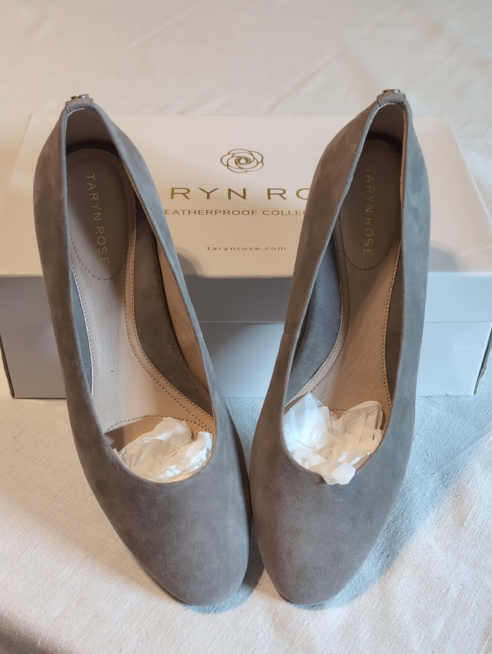 Taryn Rose Taupe Suede Round-Toe Pumps Size 8.5